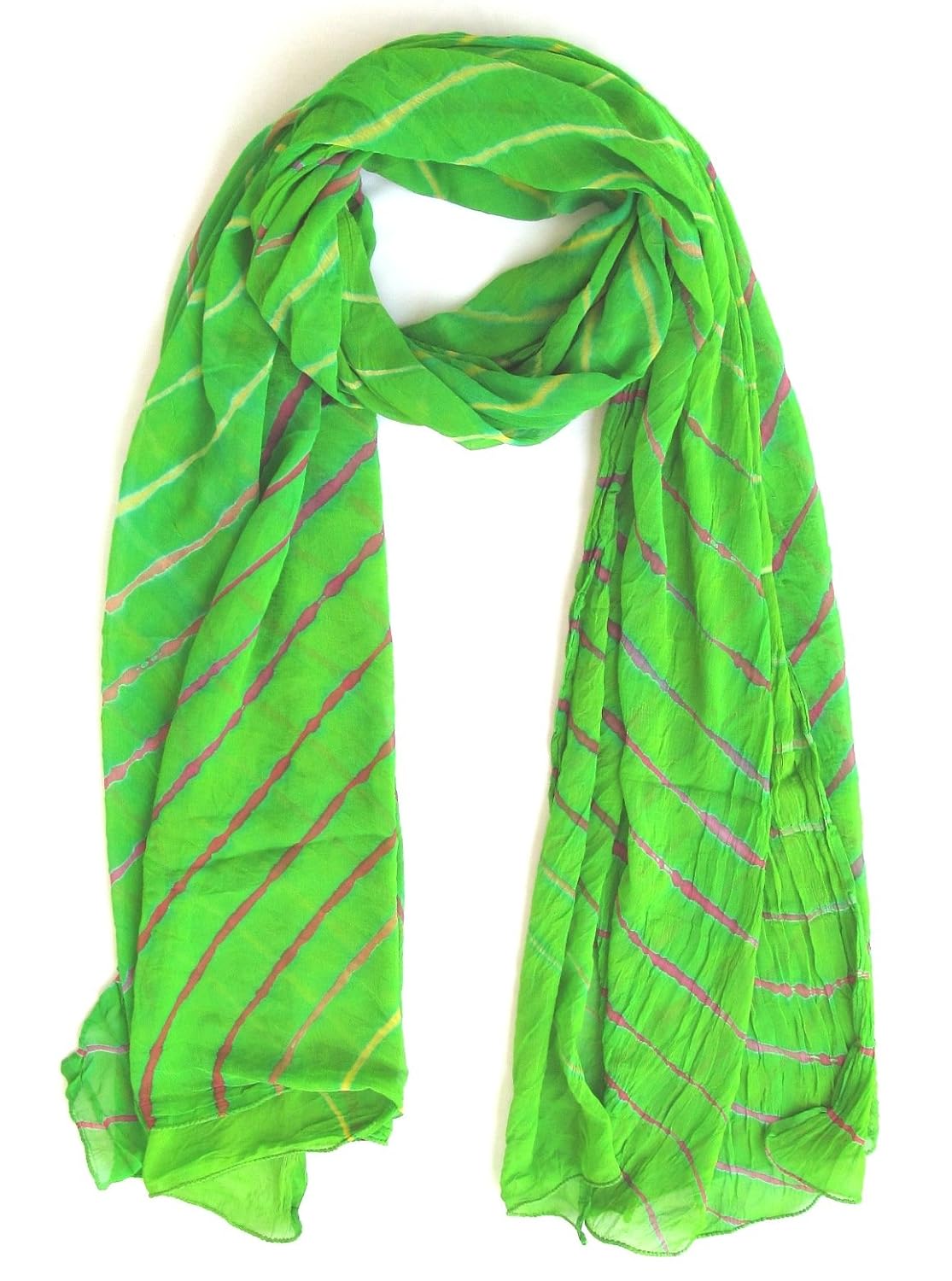 rajasthani, jodhpuri hand crafted chiffon lehariya ladies/girls/woman dupatta- parrot green