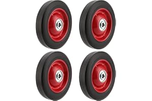 PINGEUI 4 PCS 8 Inch Solid Rubber Tire, Flat Free Solid Rubber Wheels, Hand Truck Replacement Wheels, 1/2-Inch Axle Hole, 220 lbs Max Load-Bearing Capacity