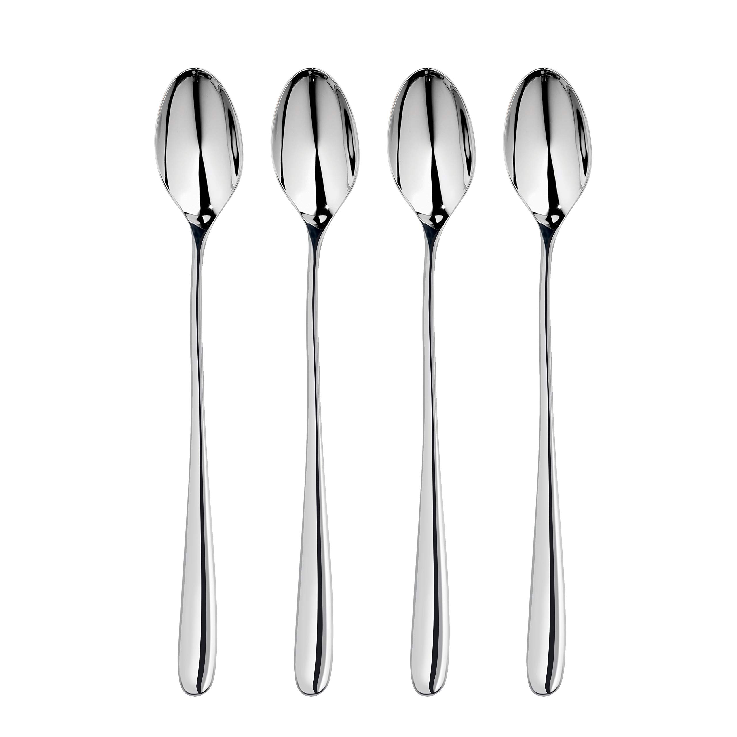 Robert Welch Arden Bright Long Handled Spoon, Long Handled Spoon, Set of 4. Suitable for Latte, jam and ice Cream. Made from Stainless Steel.