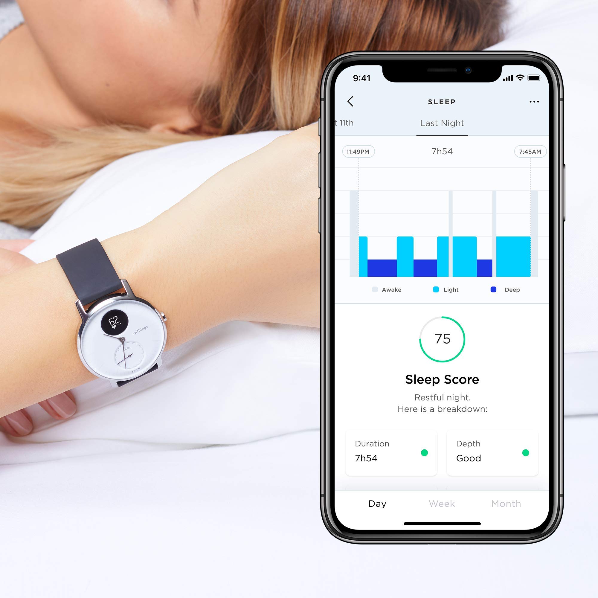 Withings Steel HR Hybrid Smartwatch Activity Tracker with Connected GPS, Heart Rate Monitor, Sleep Monitor, Smartphone Notifications, Waterproof and a Battery Life of 25 Days