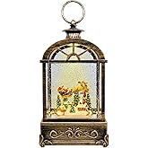 AOMIL Musical Christmas Snow Globe Lantern - USB/Battery Operated Swirling Glitter Lantern with Timer, Snow Globe Decoration for Home Holiday Decor (Deer)