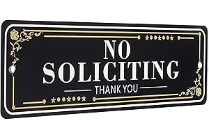 evron No Soliciting Sign for House,Strong Self Adhesive and Mounting Hardware Door Sign,Embossed Non-Faded No Soliciting Sign for Door/Wall/Window,Big No Knock Sign(B: Black-8.26"x2.3" (1 Pack))