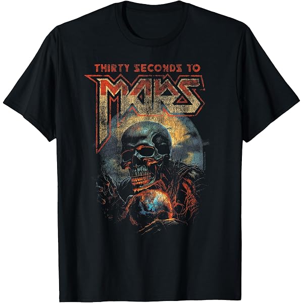 Thirty Seconds To Mars T-Shirt Uomo/Donna, Modello Monolith Black, Rock Band Tee, Cotone, Maniche Corte, Taglia WhiteXL