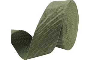 AEVORA 1.5 inch Cotton Webbing Braid Handles Bag Strap 15ft High Density Webbing Plain Weave Straps for Cloth Tote Bag, Pet Collars, DIY Projects, Crafts, Outdoor Accessories (Olive 538)