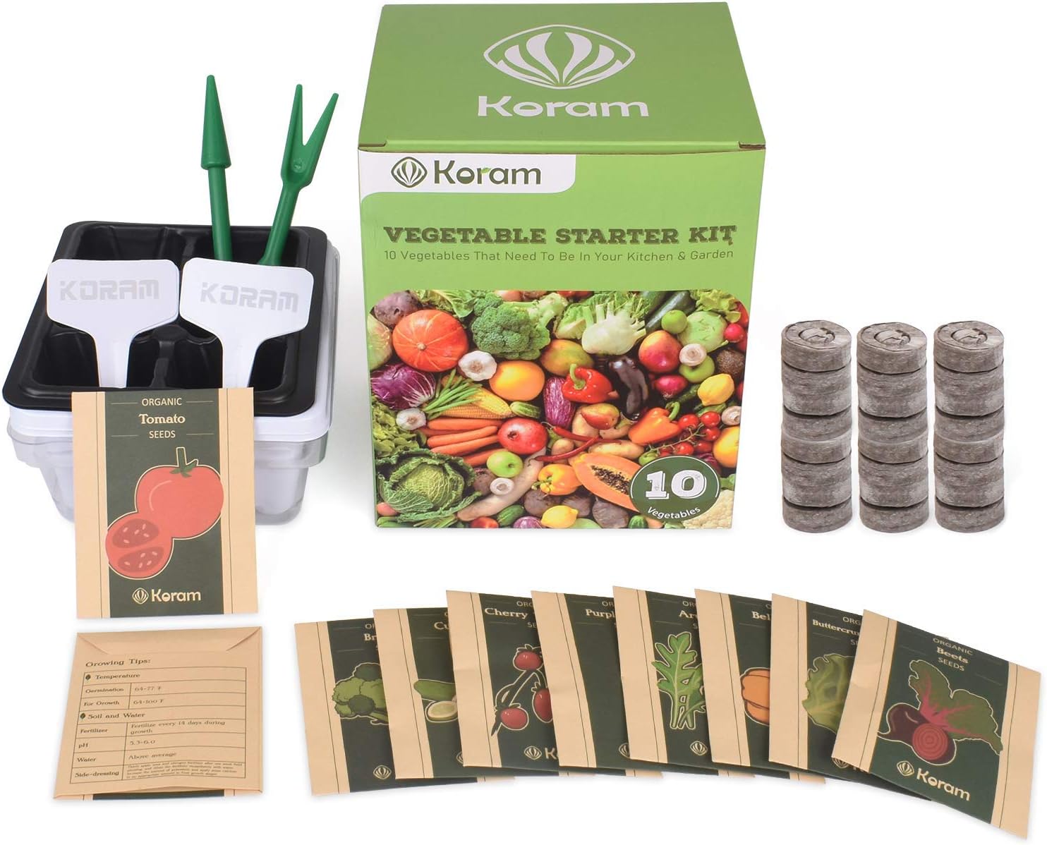 KORAM Vegetable Garden Starter Kit 10 Organic Salad