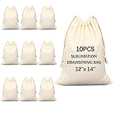 10 PCS Sublimation blank drawstring bag Reusable canvas Heat Press DIY crafts Party Wedding Christmas storage Home party art supplies