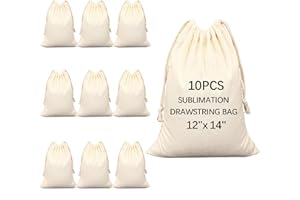 OKBA 10 PCS Sublimation blank drawstring bag Reusable canvas Heat Press DIY crafts Party Wedding Christmas storage Home party art supplies
