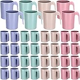 Dandat 40 Pcs Wheat Straw Cups with Handle 12 oz Colorful Plastic Coffee Mugs Reusable Wheat Straw Coffee Cup Unbreakable Stackable Plastic Mug Dishwasher Microwave Safe for Tea Milk, 3.1 x 4 Inch