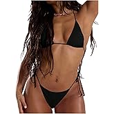 Verdusa Women's Micro Thong Bikini Sets Tied Side Bottoms Low Waisted Swimsuit Beach Vacation Outfits