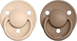 BIBS De Lux Dummy 0+ Months 2-Pack Round Teat Vanilla/Dark Oak view 2