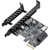 BEYIMEI PCI-E 1X to USB 3.2 GEN1 5Gbps 20pin Front Panel Header (to Type-c Front Panel Header) + USB 3.0 19Pin Socket Expansi