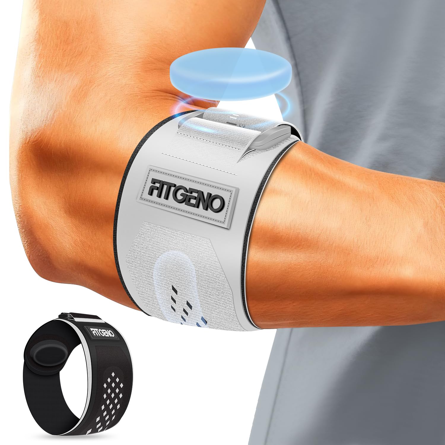 Photo 1 of Fit Geno Elbow Brace for Tennis & Golfer's Elbow: Adjustable Elbow Strap for Tendonitis Pain Relief with Compression Pad - Support for Sports Men and Women - Forearm 8''-10.5'', 1 Pack, Gray