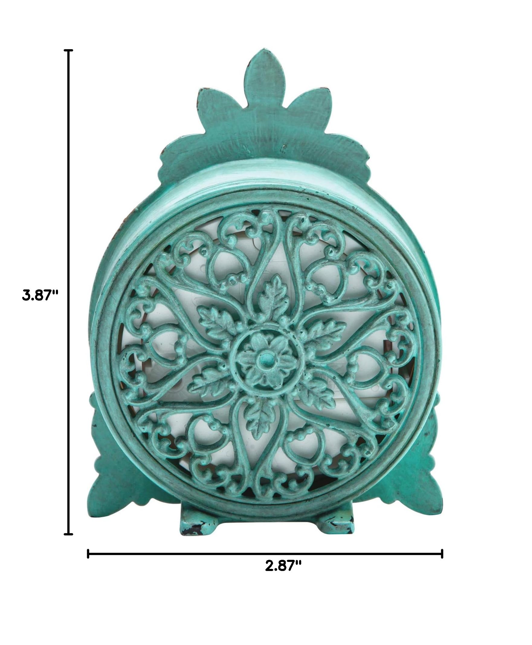 NIKKY HOME Vintage Pewter Quartz Mini Table Clock with Crystal Shining Rhinestone, 2.87 x 1.37 x 3.87 Inches, Aqua