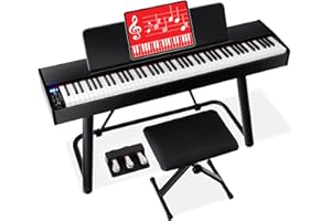 Best Choice Products 88-Key Weighted Full Size Digital Piano, Electronic Keyboard Set for All Experience Levels w/U-Stand, 3 Sustain Pedal Unit, Stool, Keyboard Cover, 2 Headphone Jacks