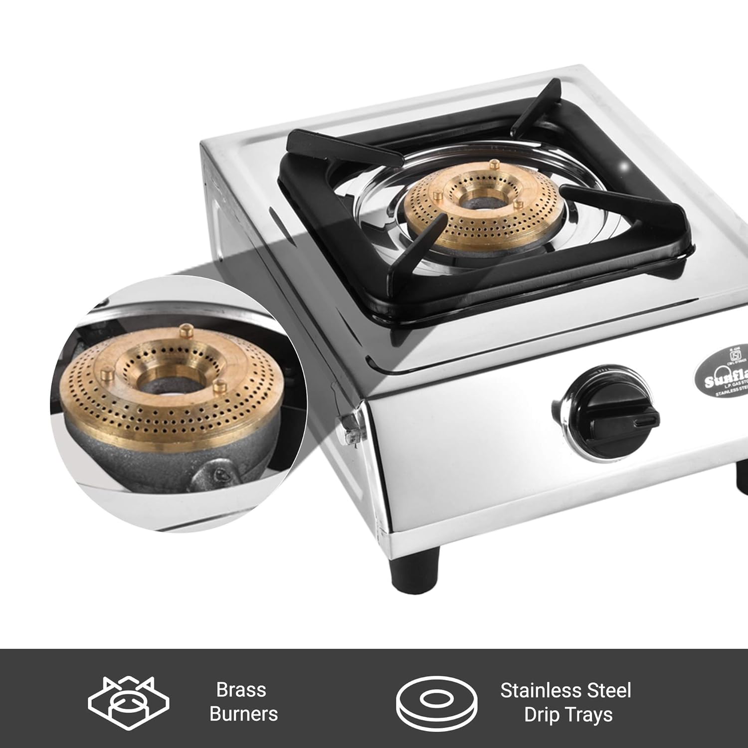 Stainless Steel 1 Burner Manual Ignition Gas Stove Sunflame Best
