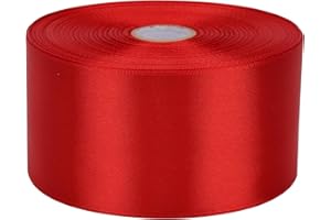 Baocuan 2 inch x 50 Yards Red Single Face Satin Ribbon Solid Fabric Ribbon for Gift Wrapping Floral Bouquets Wedding Birthday Party Decoration Hair Floral Craft Sewing