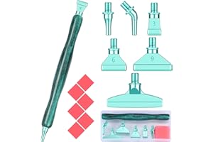 SNEWVIE Diamond Painting Pen Accessories Tools Set,1PCS Glitter Diamond Art Pen and 6Pcs Green Metal Screw Thread Multi Placer Tips,Resin Diamond Painting Drill Pens for DIY Diamond Art