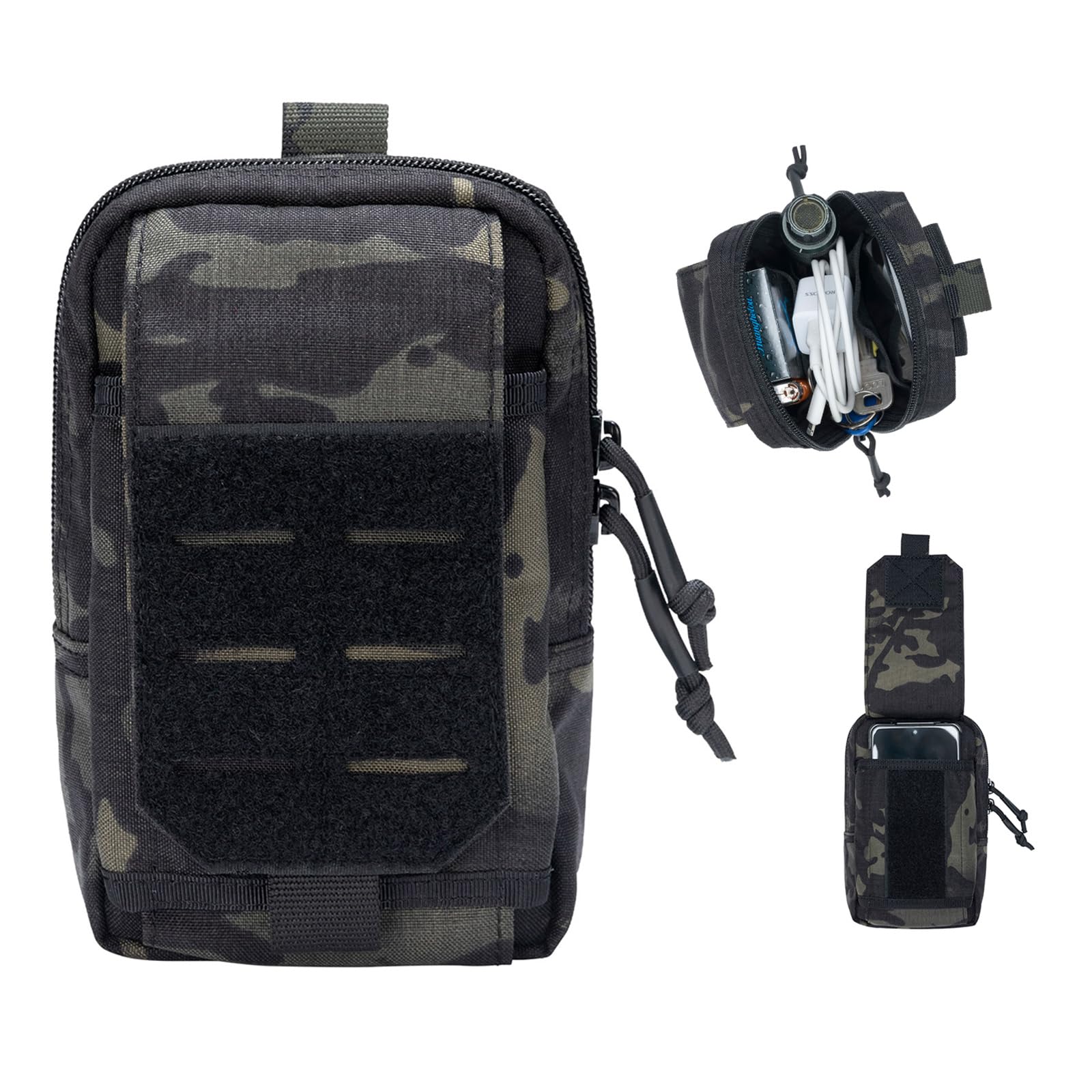 EXCELLENT ELITE SPANKER Tactical Molle Pouch Molle Phone Pouch EDC Utility Belt Pouch Phone Holder Bag For Sports Fishing Camping(MCB)