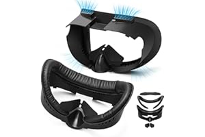 LAMPELC Face Pad Replacement for Meta/Oculus Quest 3 Accessories, Facial Interface Bracket Face Cushion Cover with Anti-Leakage Nose Pad, Lens Protector, Relieve Lens Fogging and Hot Air