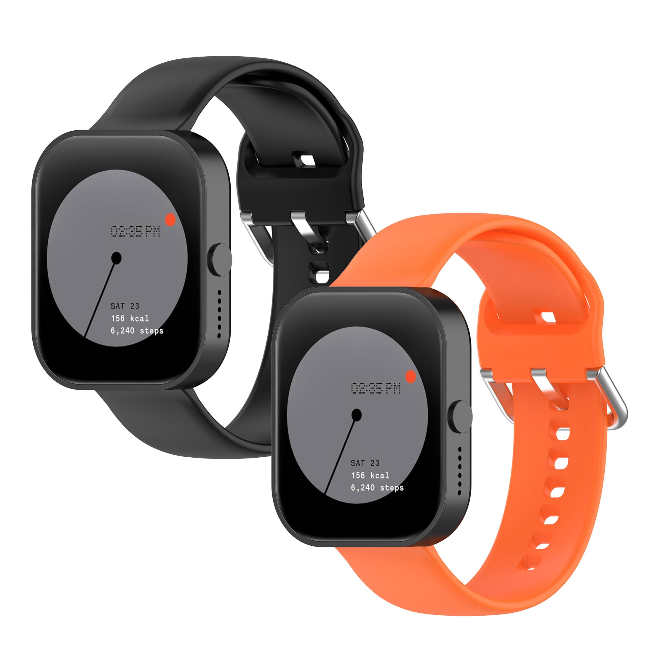 JYMYI 2 Pieces Replacement Bands Watchbands for CMF by Nothing Watch Pro, Silicone Wristband Armband, 22mm (Black Orange)