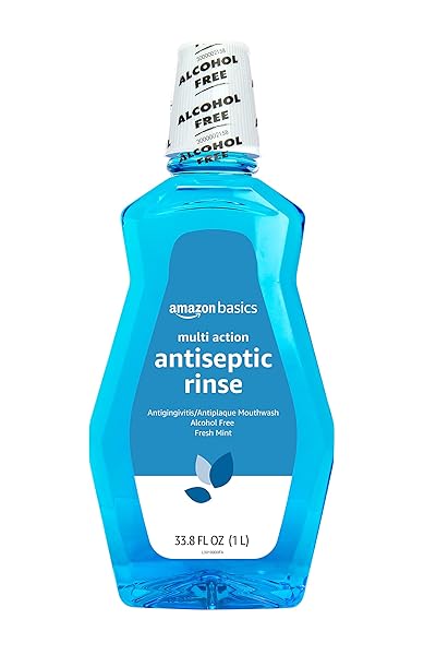AMAZON BASICS MULTI ACTION ANTISEPTIC RINSE, ALCOHOL FREE, FRESH MINT, 1 LITER, 33.8 FLUID OUNCES, 1-PACK (PREVIOUSLY SOLIMO)