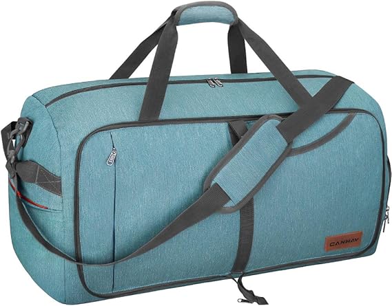 Amazon Co Jp Canway 折りたたみバッグ ボストンバッグ スポーツバッグ 靴収納ポケット スーツケース固定 大容量 撥水加工 旅行 バッグ ジム 出張 軽量 65リットル グレー シューズ バッグ