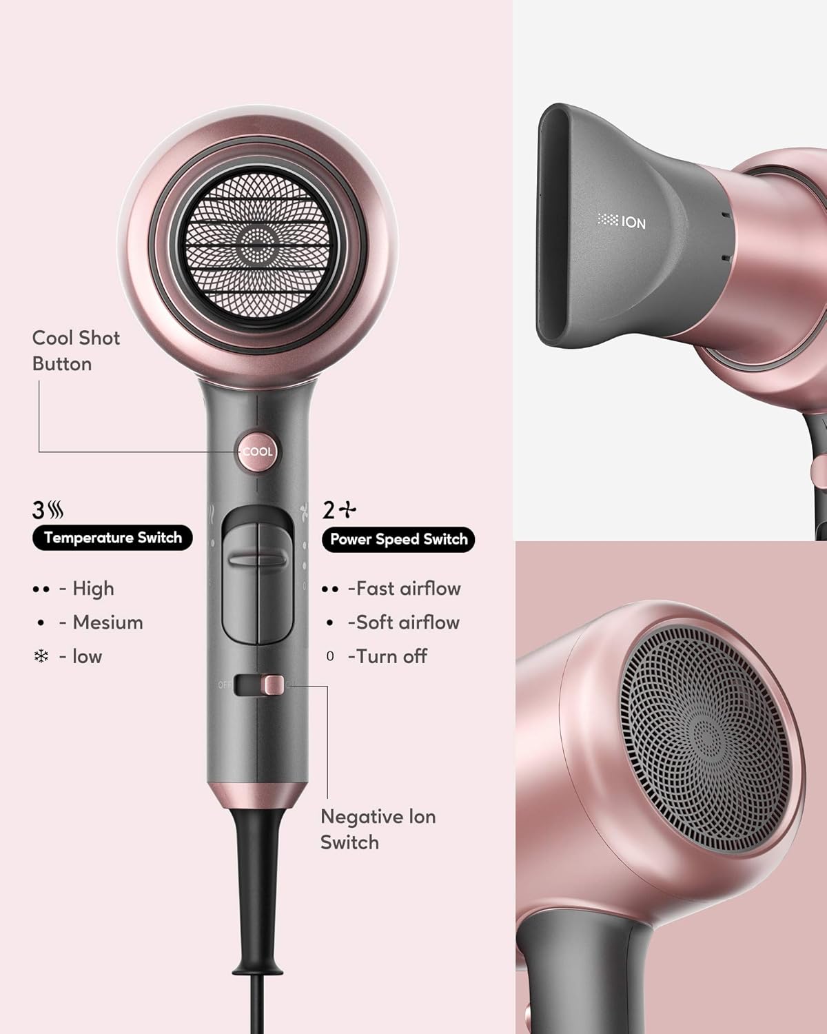 KIPOZI Hair Dryer, Blow Dryer and Hair Straightener Set, All in 1 Hairdressing Suit for Curling Iron, Flat Iron, Salon Negative Ionic Drying, 1875W Powerful: Beauty