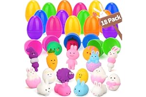 Opawel Easter Basket Stuffers, 18 Pcs Mochi Squishy Toys Easter Egg Fillers, Prefilled Easter Eggs with Toys Inside for Easter Egg Hunt, Easter Basket for Kids Easter Egg Stuffers