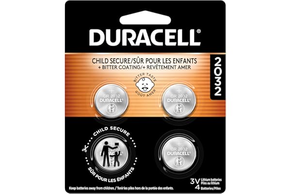 Duracell 2032 Lithium Battery, 4 Count, AirTag® & Key Fob, CR2032 3V Cell