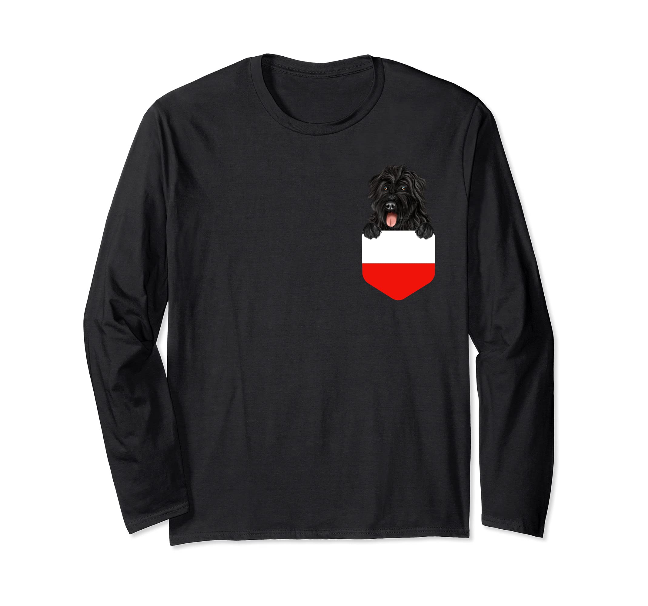 Poland Flag Bouvier des Flandres Dog In Pocket Long Sleeve T-Shirt