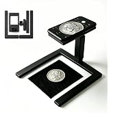 Overhead Phone Camera Stand, Adjustable Coin Photography Stand for Phone, Plastic Hands-Free Overhead Phone Shooting Holder with Flat Tray for Document Scanning, Videos (Black)