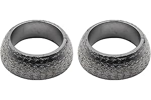 Polcatay 2 PCS Exhaust Pipe Gasket, ID 65 mm Muffler Exhaust Manifold Flange Ring Gasket, High Temperature Resistant Anti-leakage Modified Conical Sealing Gasket, for Most Cars (Silver)