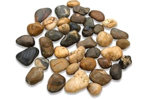 Katzco 2 Pounds Large Decorative River Rock Stones - Natural Polished Mixed Color Stones - Use in Glassware, Like Vases, Aquariums and Terrariums to Enhance The Appearance