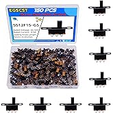 EGSCST 150PCS Micro Mini Slide Switch SPDT 1p2t Toggle Switches 2 Position 3 Pin On-Off Dip Vertical Panel Mount High Knob for Arduino PCB Breadboard and Electronic Project - SS12F15 5mm DC 50V 0.5A