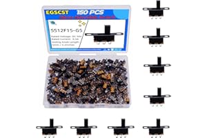 EGSCST 150PCS Micro Mini Slide Switch SPDT 1p2t Toggle Switches 2 Position 3 Pin On-Off Dip Vertical Panel Mount High Knob for Arduino PCB Breadboard and Electronic Project - SS12F15 5mm DC 50V 0.5A