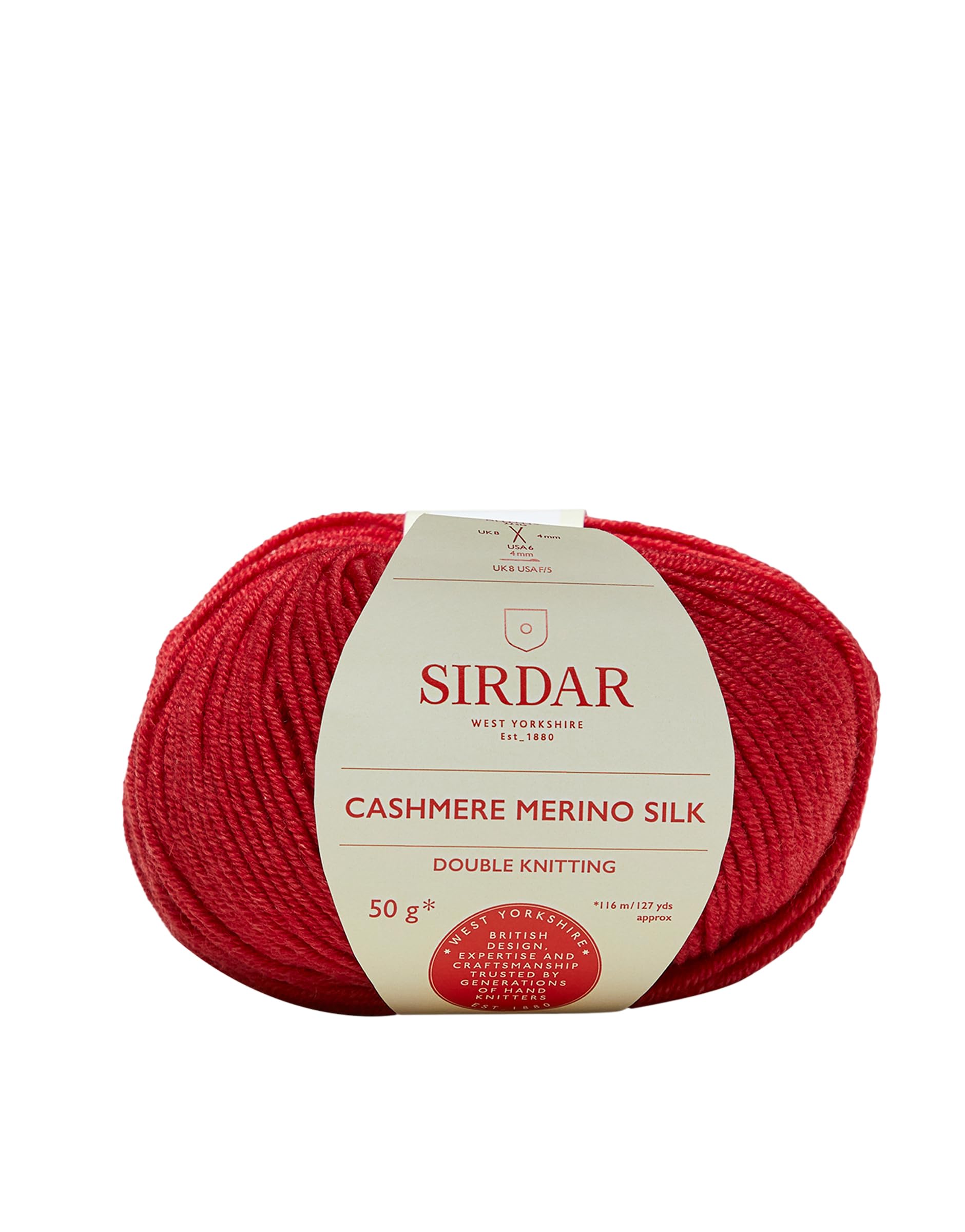 Sirdar Cashmere Merino Silk DK Double Knitting, Riding Red (404), 50g