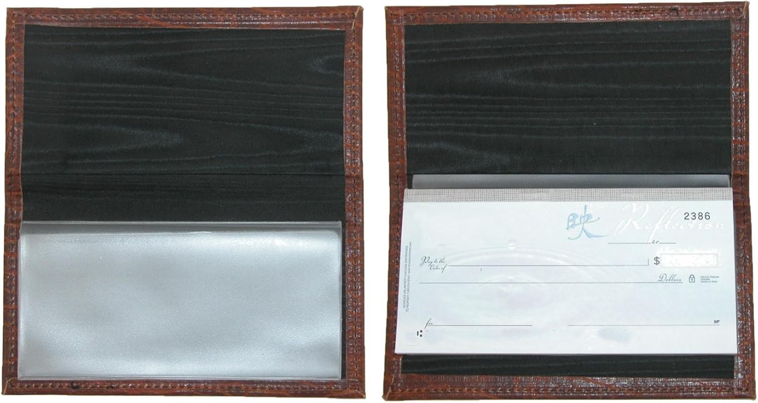 Boston Leather Unisex Textured Bison Leather Checkbook Cover, Check Book Protection Dark Pecan at  Women’s Clothing store