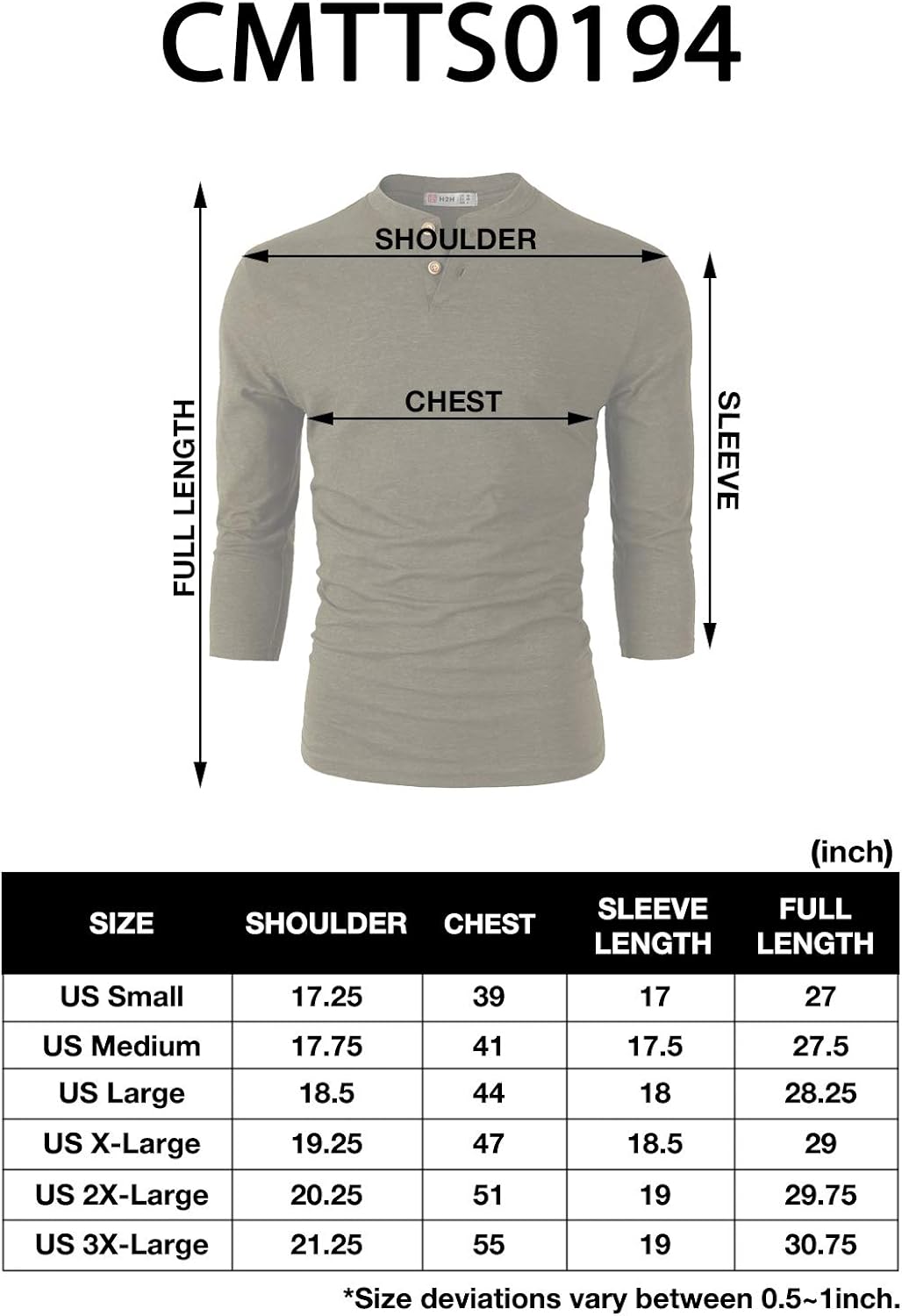 H2H Mens Casual Premium Slim Fit Henley Shirts Lightweight Thin Fabric at  Men’s Clothing store