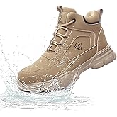 PJZHJ Waterproof Steel Toe Boots for Men Safety Work Boots Lightweight Steel Toe Shoes Slip Resistant Construction Boots