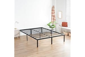 Olee Sleep 14 Inch Heavy Duty Steel Slat Anti-Slip Support, Easy Assembly Platform Bed Frame, Noise Free Steel Mattress Foundation, Maximum Storage, No Box Spring Needed, Black, Full Size