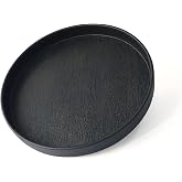 VCREATC Black Round Small Mini Tray - 6.5 Inch, Sturdy Plastic Serving Tray | Tiny, Hard, Elegant Bathroom Vanity Tray, Kitchen Counter Organizer &amp; Coffee Table Decor, Tray for Perfume, Soap, Essentials