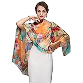 Sichdew Women's 100% Mulberry Silk Scarf Lightweight Long Floral Print Neck Scarf, Beach Wrap & Travel Photography Shawl Gift