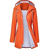 LOMON Raincoat Women Waterproof Long Hooded Trench Coats Lined Windbreaker Travel Jacket S-XXL