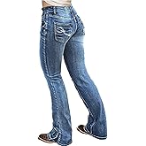 Flamingals Butt Lifting Bootcut Jeans Stretchy Casual Fall Winter Trendy Flare Leg Jeans for Women