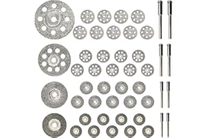 NIANNIAN Diamond Cutting Wheel 40PCS (25mm/22mm/18mm/16mm Each 10) with Mandrel (3mm) 8pcs for Dremel Rotary Tool