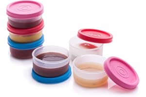 SIGNORA WARE Condiment Containers with Lids- 6 pk. 1.3 oz.Salad Dressing to go Small Food Storage Containers- Sauce Cups Leak proof Reusable Plastic BPA free for Lunch Box Picnic Travel
