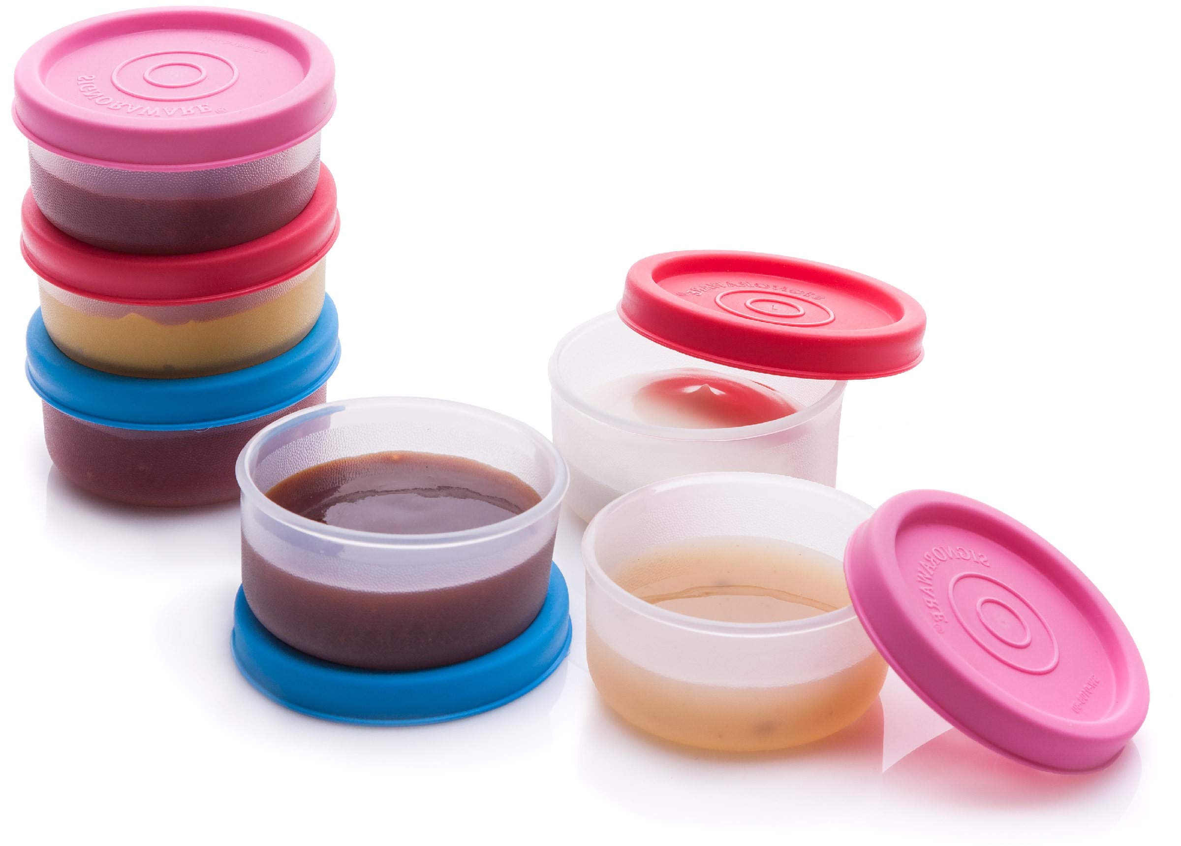 Photo 1 of SIGNORA WARE Condiment Containers with Lids- 6 pk. 1.3 oz.Salad Dressing to go Small Food Storage Containers- Sauce Cups Leak proof Reusable Plastic BPA free for Lunch Box Picnic Travel