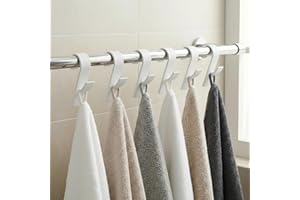 6PCS Over Door Hook,Durable Plastic Towel Holder for Bathroom & Kitchen Cupboard Storage, No-Drill Glass Hook, Space-Saving O