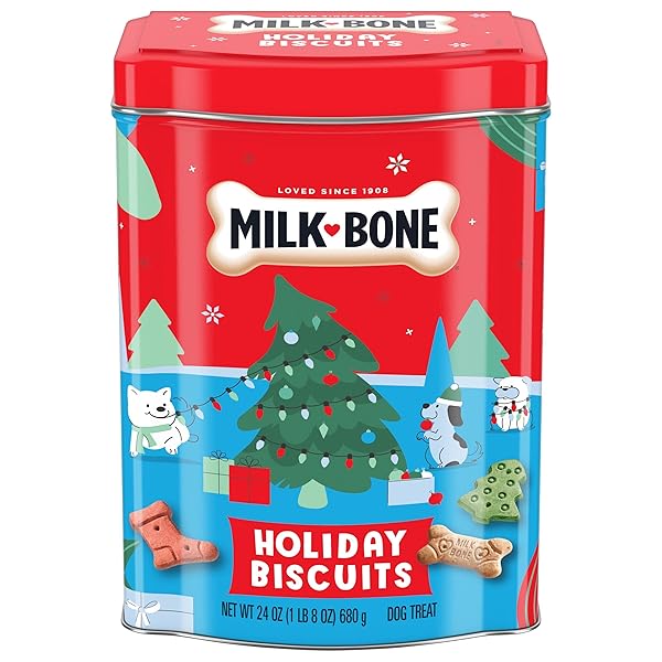 MILK-BONE LIMITED EDITION HOLIDAY DOG TREATS, SMALL BISCUITS, 24 OUNCE REUSABLE TIN