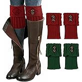Junely 2 Pairs Boot Socks for Women Winter Warm Cable Knit Boot Cuffs Short Leg Warmers Boot Toppers Gifts